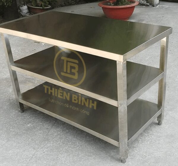 Bàn ra đồ inox có giá phẳng 4 Bàn ra đồ inox có giá phẳng do Thiên Bình sản xuất