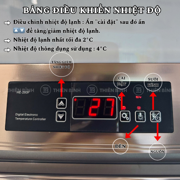 Tủ mát trưng bày 2 cánh kính Snow Village LC-1200AF 17 Bảng điều khiển nhiệt độ tủ Snow Village LC-1200AF