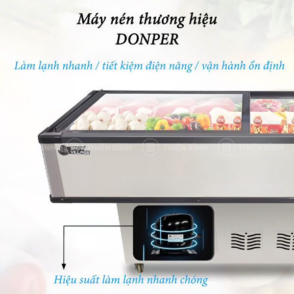 Tủ đông trưng bày thực phẩm Snow Village SD/SC-1800 10 Máy nén của tủ Snow Village SD/SC-1800