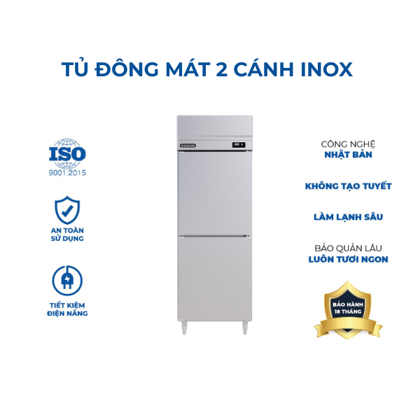 Tủ đông mát 2 cánh inox Kenshin KS-2I600FC