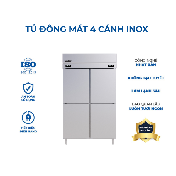 Tủ đông mát đứng 4 cánh inox Kenshin KS-4I1100FC