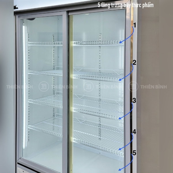 Tủ mát trưng bày quạt lạnh Snow Village LC-1200L (cửa lùa) 14 Tủ mát Snow Village LC-1200L (cửa lùa) có 5 kệ trưng bày