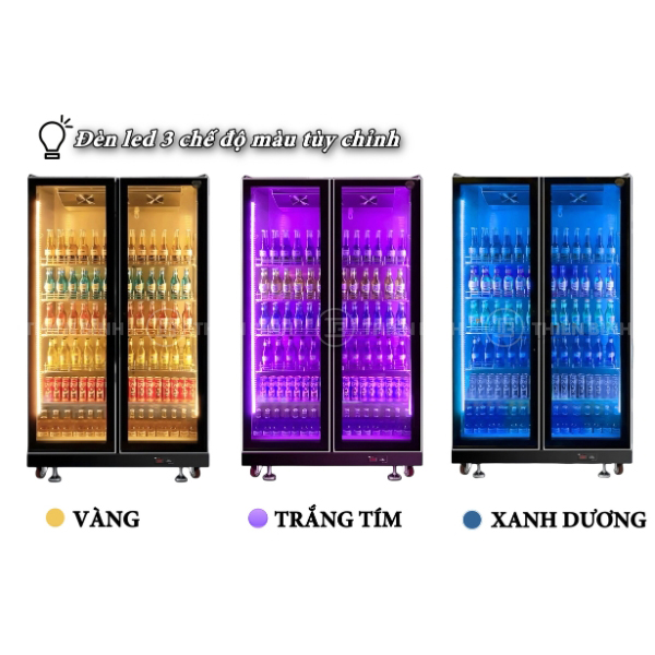Tủ lạnh trưng bày nước ngọt - bia Snow Village LC-1200B 2 Tủ Snow Village LC-1200B có 3 màu đèn led