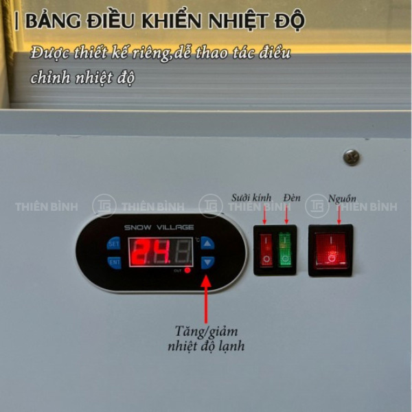 Tủ bánh kem 1m2 kính vuông Snow Village GB-1200V 19 Bảng điều khiển nhiệt độ của tủ Snow Village GB-1200V