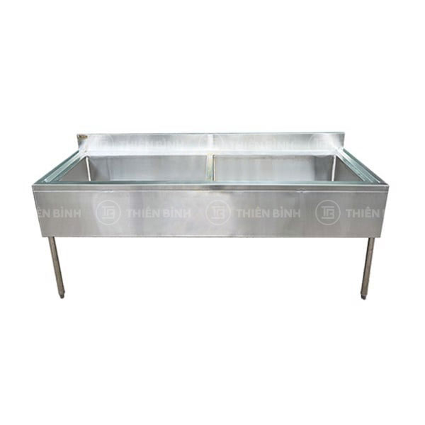 Chậu rửa đôi inox công nghiệp có thành sau