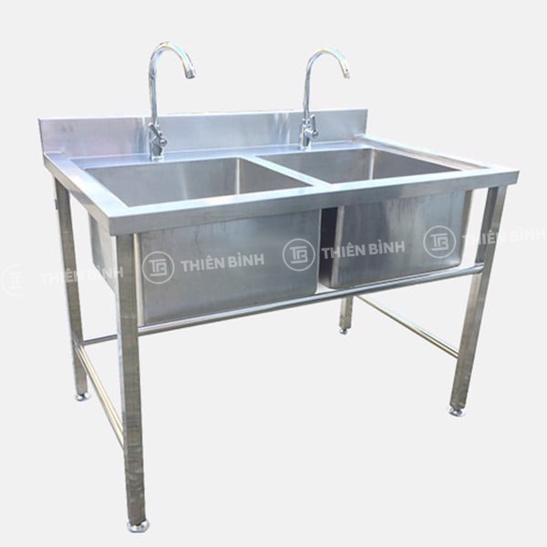 Chậu rửa inox đôi có hố chậu to