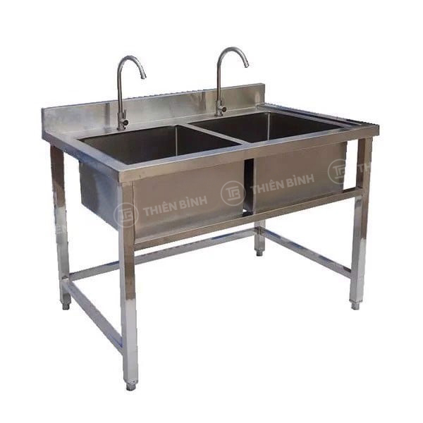Chậu rửa inox đôi có thành sau