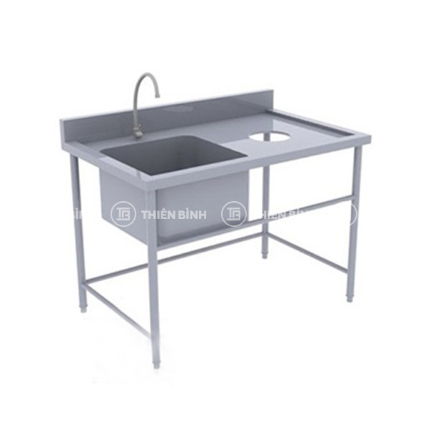 Chậu rửa inox đơn có lỗ xả rác