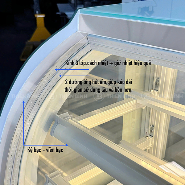 Tủ bánh mini để bàn 90cm kính cong Snow Village GB-120 15 Kính tủ bánh Snow Village GB-120