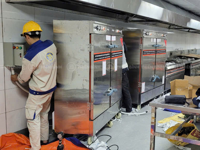 Thiết kế, cung cấp thiết bị bếp ăn tập thể cho công ty Tamron Nhật Bản 7 Lắp đặt tủ nấu cơm công nghiệp