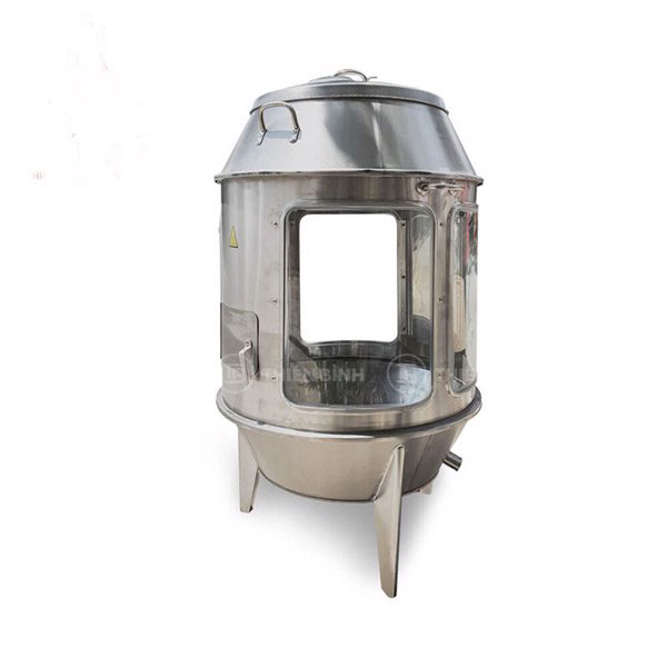 Lò quay vịt inox có kính 90 dùng than