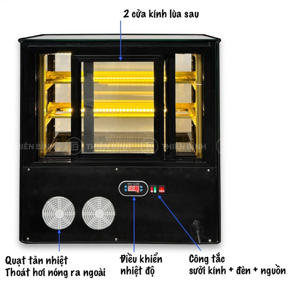 Tủ bánh mini để bàn 70cm kính vuông Snow Village GB-100V 5 Mặt sau tủ bánh Snow Village GB-100V