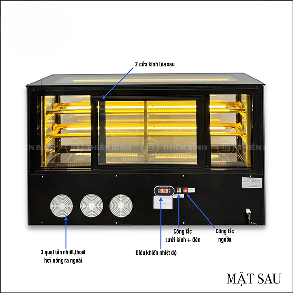 Tủ bánh kem 1m2 kính vuông Snow Village GB-1200V 8 Mặt sau tủ bánh Snow Village GB-1200V đen