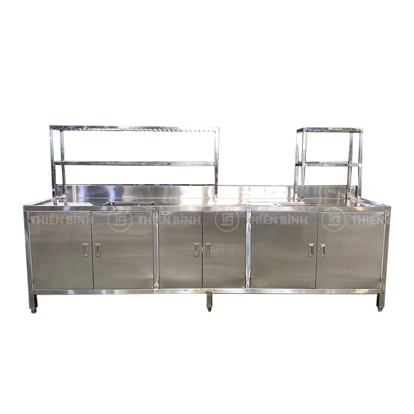 Quầy bar inox có giá nan trên TB-QBM18