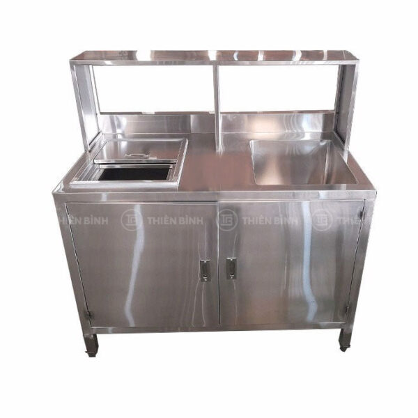 Quầy bar inox tích hợp tủ, chậu rửa và kệ để đồ TB-QBM16