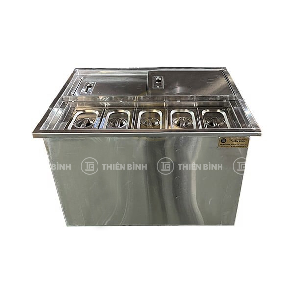 Thùng đá inox có khay topping
