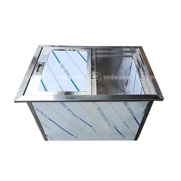 Thùng đựng đá inox 430, 2 ngăn, nắp trượt, kích thước tùy chọn