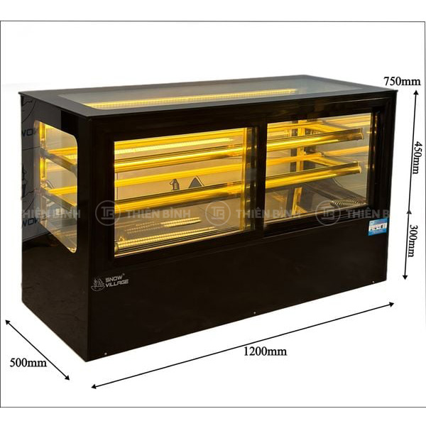 Tủ bánh kem 1m2 kính vuông Snow Village GB-1200V-CT (cửa mở trước) 2 Tủ Snow Village GB-1200V-CT (cửa mở trước)