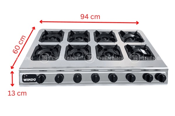 Bếp gas công nghiệp 8 họng gang Windo-812 2 bếp gas công nghiệp 8 họng đốt gang Windo-812