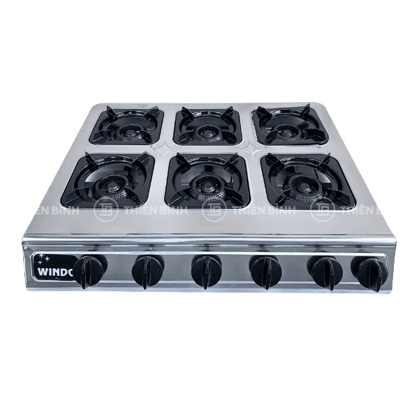 Bếp gas công nghiệp 6 họng gang Windo-612