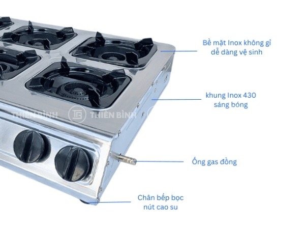 Bếp gas công nghiệp 8 họng gang Windo-812 4 bếp gas công nghiệp 8 họng đốt gang Windo-812