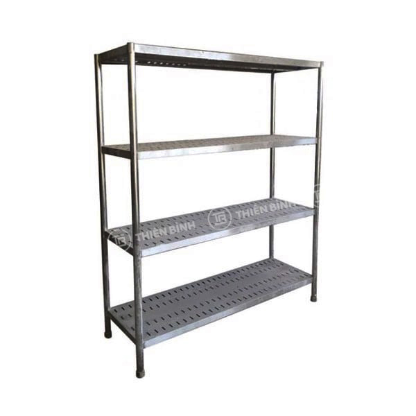 Giá phẳng inox 4 tầng đục lỗ