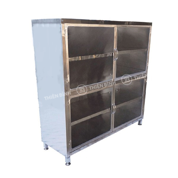 Tủ đứng inox 4 tầng cánh kính