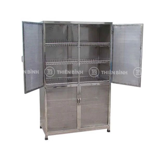 Tủ inox 4 cánh lưới để bát đĩa, dụng cụ đồ