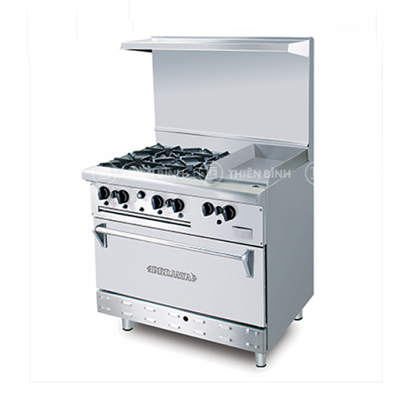 Bếp Âu 4 họng có lò nướng và chiên phẳng Berjaya OB4GG1BWOL