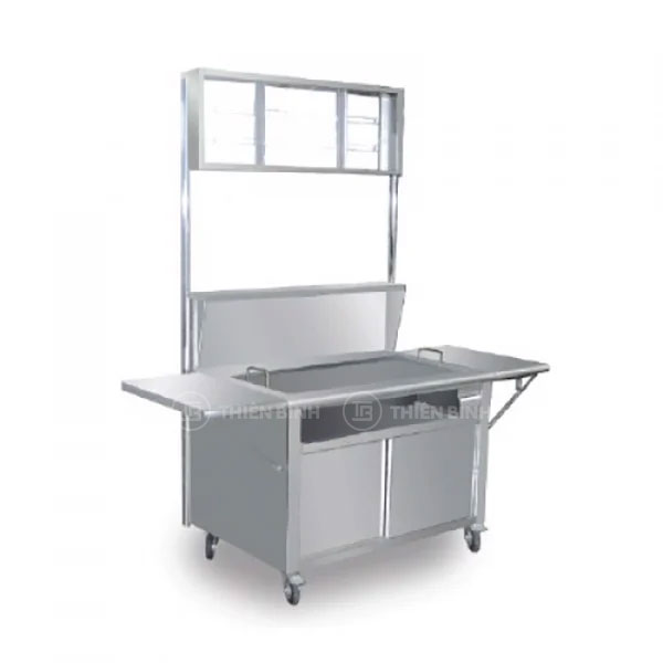 Quầy bán chả cá inox 304 có biển quảng cáo